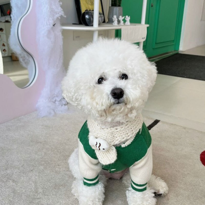 狗狗衣服秋冬保暖棒球服针织毛衣开衫泰迪比熊小型犬美式宠物服饰