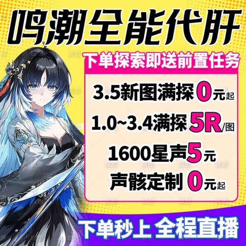 鸣潮代打代肝代练带干跑全地图探索度声骸夜之城托管星声任务深塔