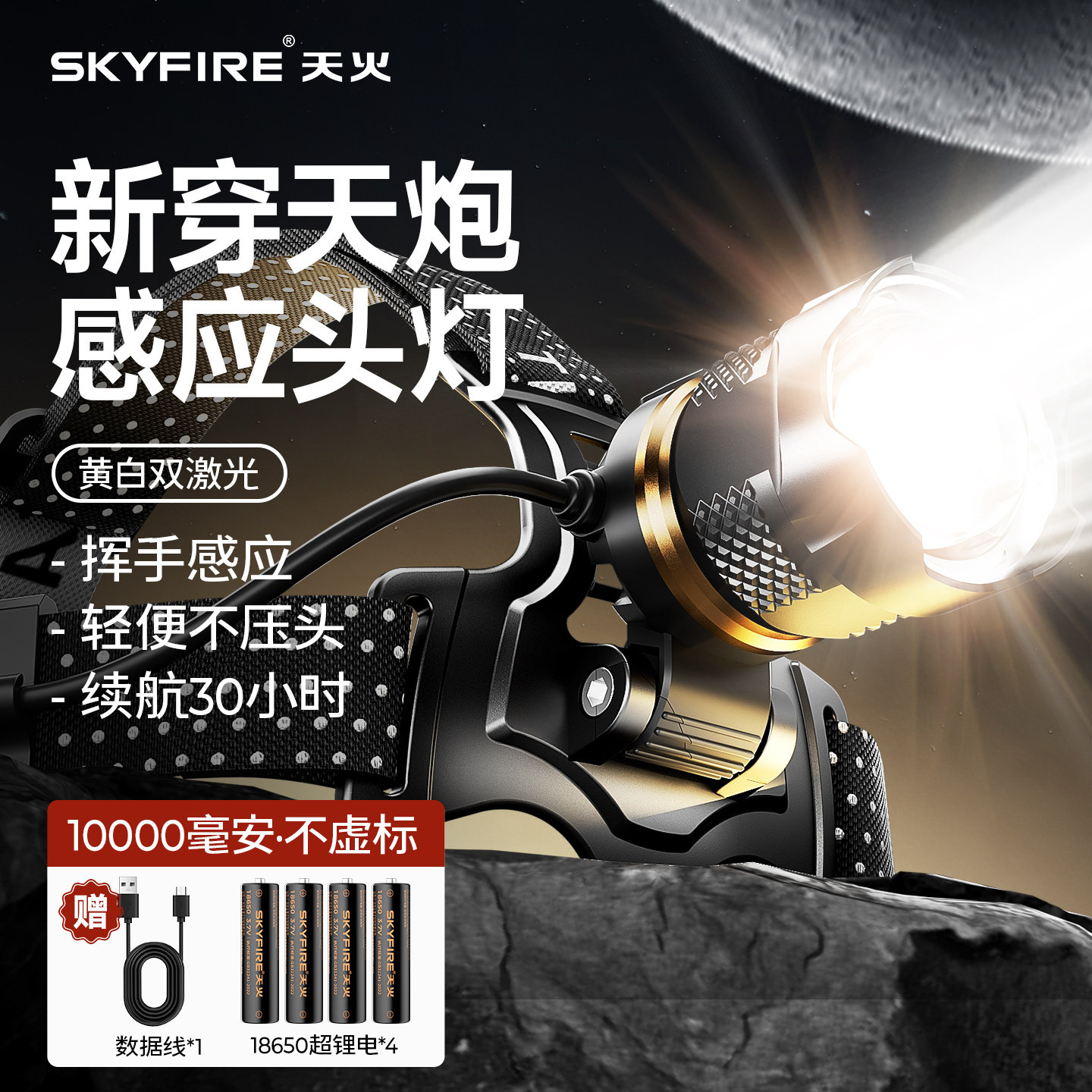 天火黄光头灯2026新款强光超亮户图片