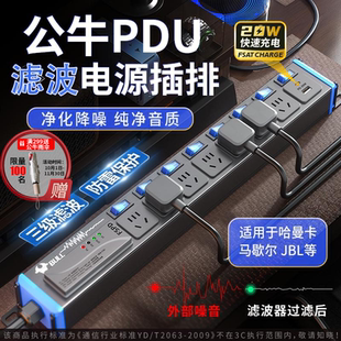 公牛电源滤波器插座音响专用抗干扰pdu插排hifi排插降噪防雷电竞