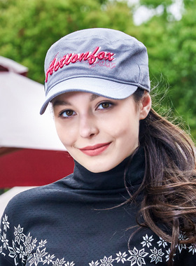 Actionfox(快乐狐狸）女士休闲粗棉布可调节平顶鸭舌帽