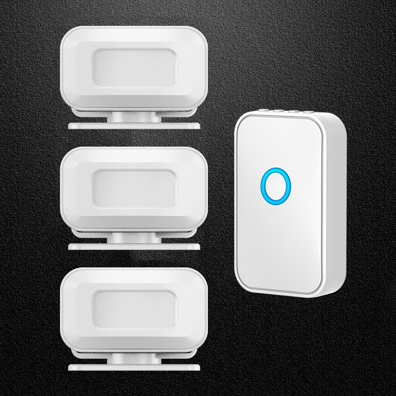 门口语音欢迎光临感应器进门店铺迎宾来人提醒商用三拖一门铃充电