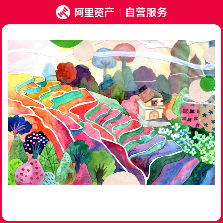 曹霹雳【梯田】限量签章版画 治愈梦幻儿童书房装饰挂画带装裱
