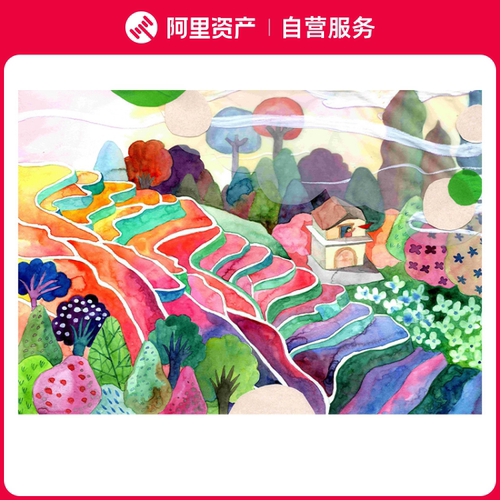 曹霹雳【梯田】限量签章版画 治愈梦幻儿童书房装饰挂画带装裱