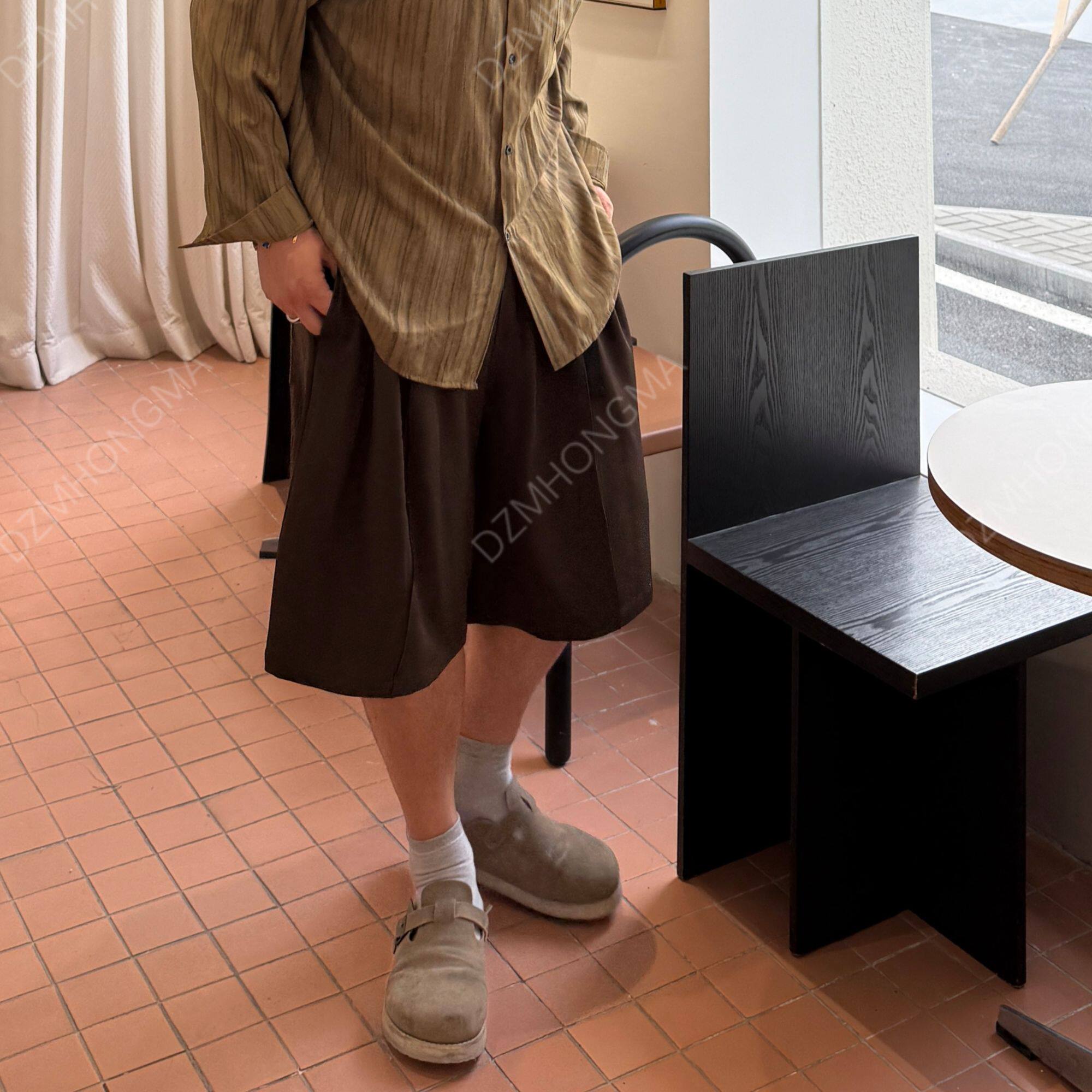 【大重码】夏季凉爽冰丝百搭垂感中线显瘦宽松a版腰带休闲短裤男