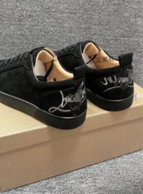 正货春季透气增高板鞋cl男鞋电绣红底小白鞋透气板鞋男鞋平底休闲