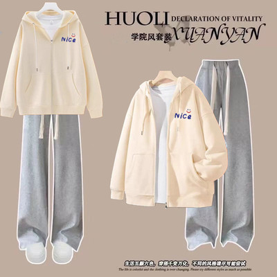 12-18岁女生开衫外套三件套装秋