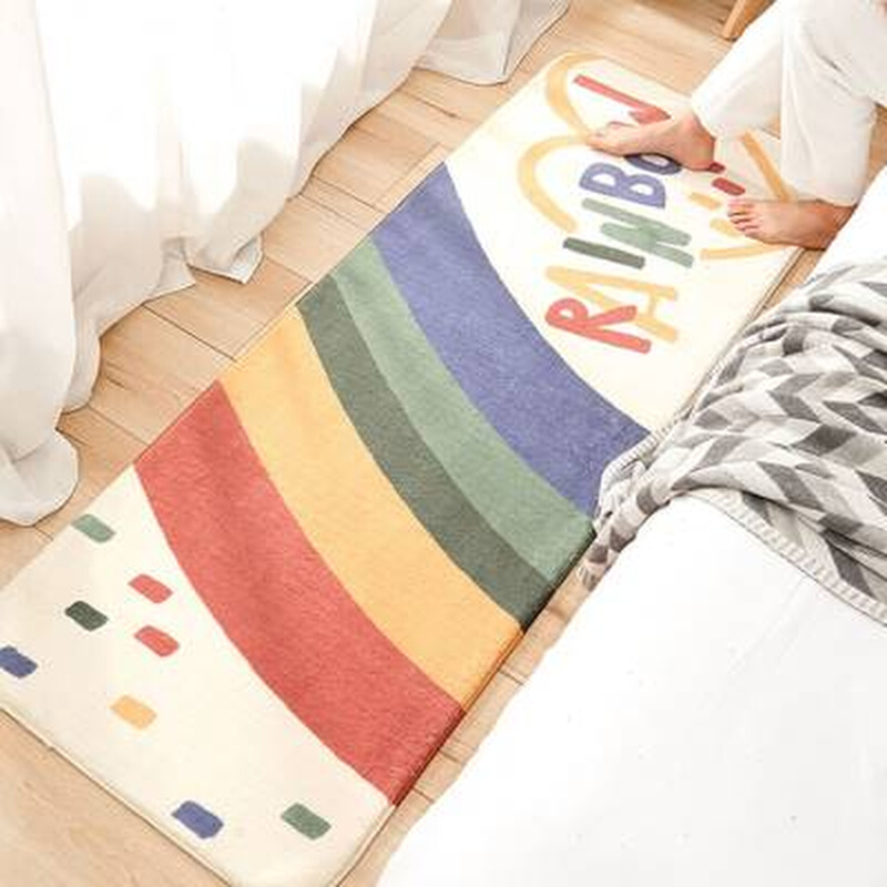 卧室地毯床边毯可爱儿童房间地垫可睡可坐少女毛绒毯家用床前地毯