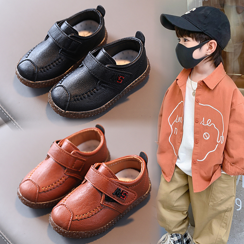 皮鞋透气男童车缝线时尚