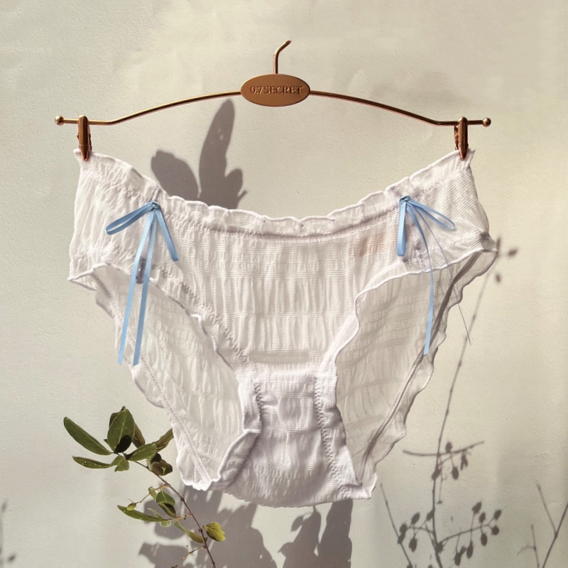 内裤女泡泡网纱透明可爱丝带蝴蝶结舒适高弹少女棉裆低腰三角裤头