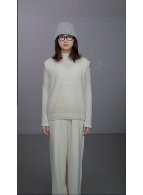 【西西同款裤】兔毛加绒加厚高支高密休闲舒适直通阔腿裤25091