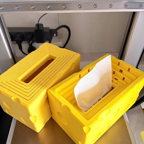 3D打印下沉式奶酪芝士纸巾盒桌面客厅卫生纸盒家用创意收纳纸盒摆