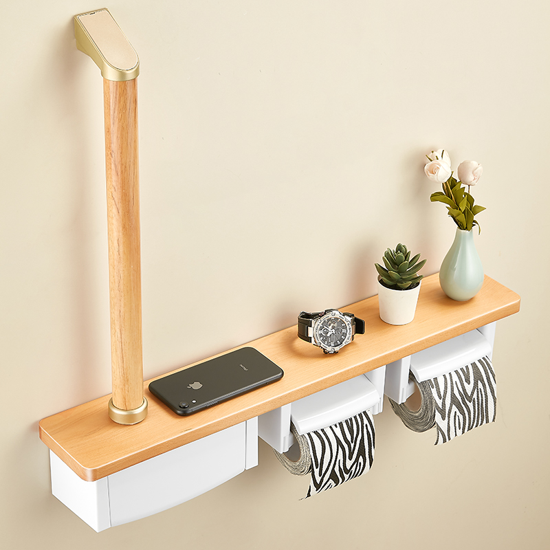 带纸巾盒实木扶手，带置物架