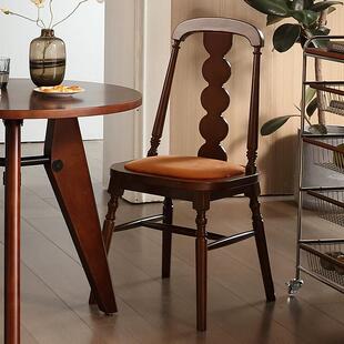 法式复古餐椅家用设计师实木靠背书桌椅美式轻奢餐厅咖啡厅中古椅