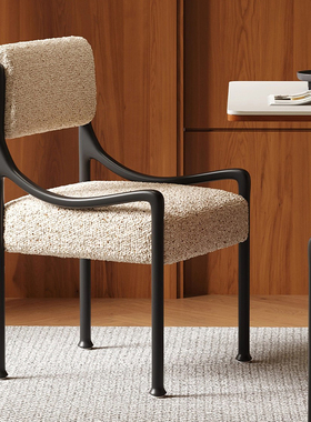 法式复古奶油风软包餐椅实木客厅轻奢设计师书房羊羔绒梳化妆凳子