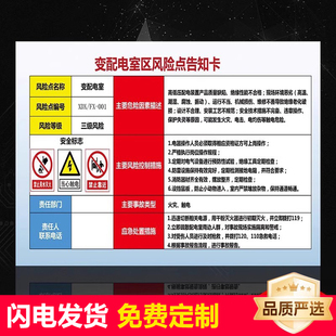 变配电室区风险点告知卡标识牌 配电箱配电柜风险点电动车充电区风险点办公区风险点电气线路风险点告知卡