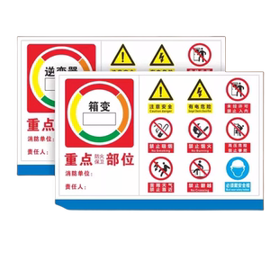 光伏逆变器标识牌箱变警示牌字母线提示牌 户外反光膜铝板标志牌 重点防火部位禁止烟火当心触电禁止攀爬铝牌