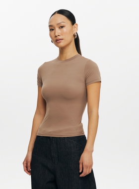 oneup裸感超弹系列  塑形修身紧身短袖T恤女夏运动健身服瑜伽上衣