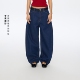 宽松阔腿弯刀裤 oneup复古蓝牛仔香蕉裤 休闲裤 春季 立体剪裁直筒裤