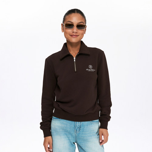 美式半拉链短款卫衣外套