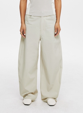 oneup运动防晒休闲裤子速干裤女春季宽松长裤白色香蕉裤弯刀裤