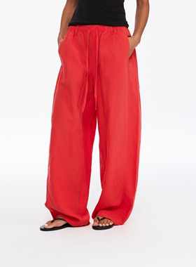 oneup莱赛尔天丝亚麻宽松直筒阔腿裤女春季休闲裤子灯笼裤长裤