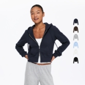 运动拉链开衫 oneup美式 小个子修身 帽衫 短款 连帽卫衣外套女春季