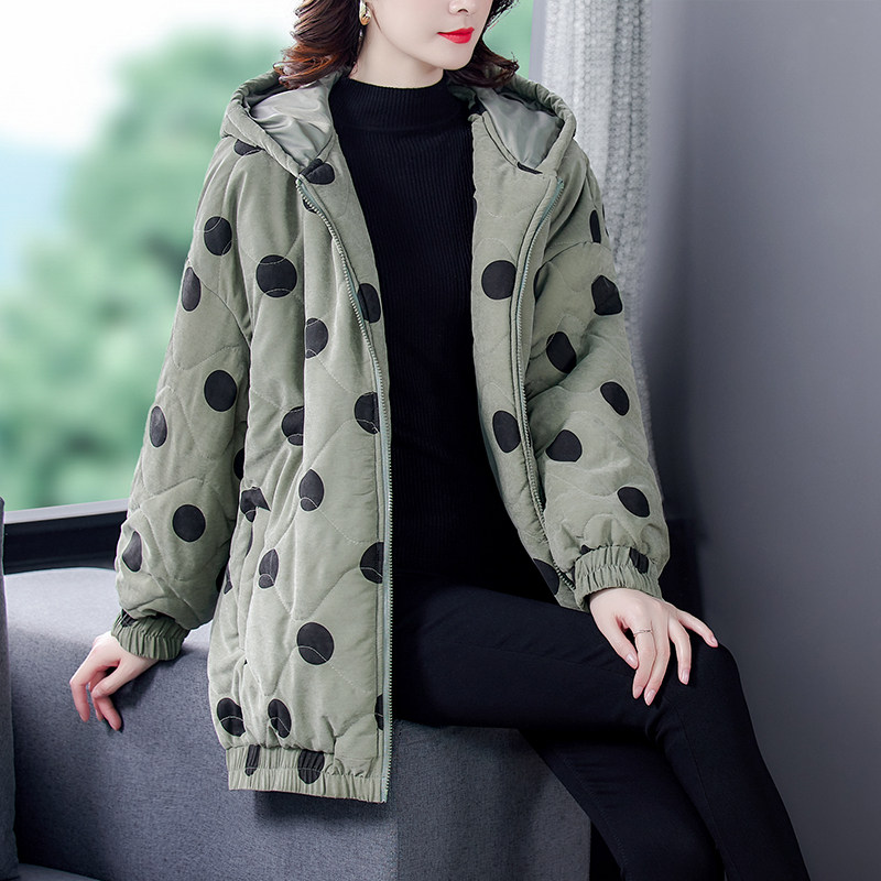 中长款宽松遮肚羽绒棉服外套女胖mm大码2023新款春装加厚棉袄棉衣