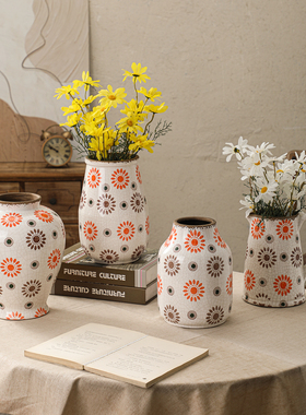 原创设计法式复古冰裂纹奶壶陶瓷花瓶水养插花客厅插花装饰品摆件