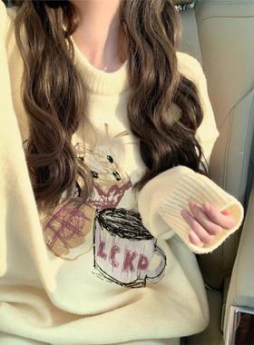 嫩黄色软糯毛衣女装秋季2025新款温柔慵懒风套头圆领针织百搭上衣