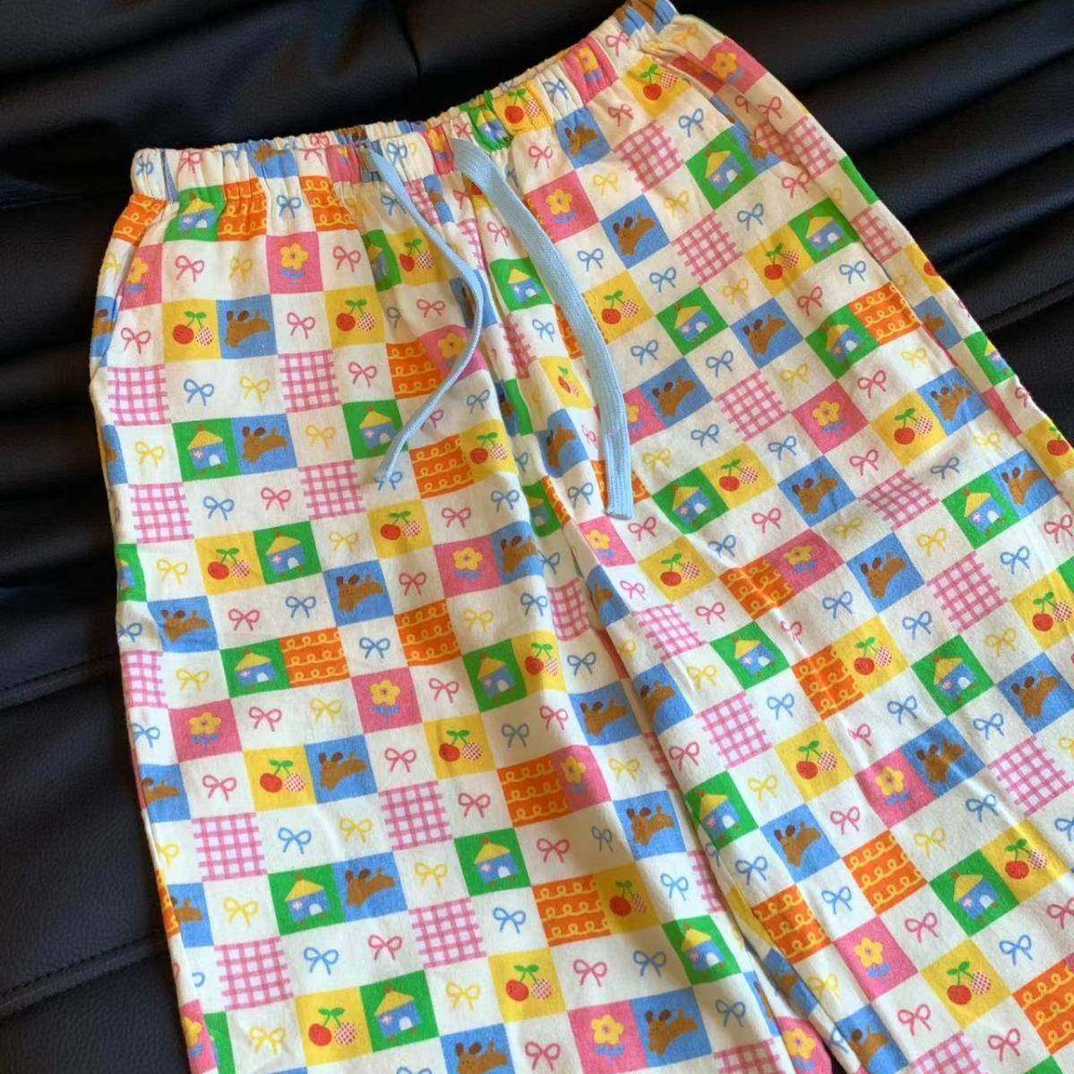 秋冬上新！彩绘格子全棉磨毛睡裤可爱亲肤柔软家居裤休闲带口袋~,女士内衣/男士内衣/家居服,睡裤/家居裤,淘宝优惠券,粉丝福利购,淘宝优惠卷