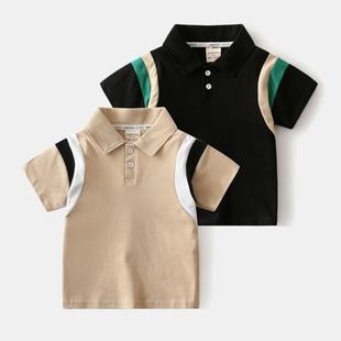 儿童短袖 男童polo衫 2025款 翻领上衣 T恤宝宝拼色时尚 童装 韩版 夏款