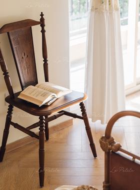 LaPetite悦澜居[罗曼椅]樱桃木实木餐椅复古家用餐厅咖啡厅中古椅