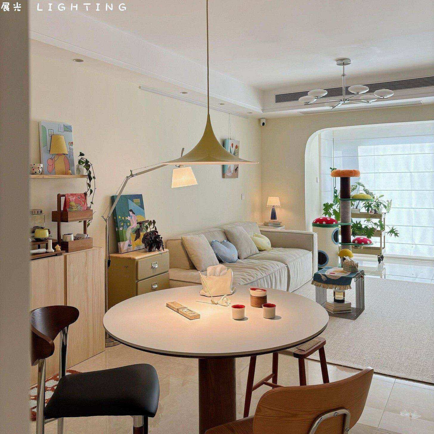 丹麦设计师喇叭餐厅灯飞碟吊灯轻法式奶油包豪斯简约艺术感灯具,家装灯饰光源,餐厅吊灯,淘宝优惠券,粉丝福利购,淘宝优惠卷