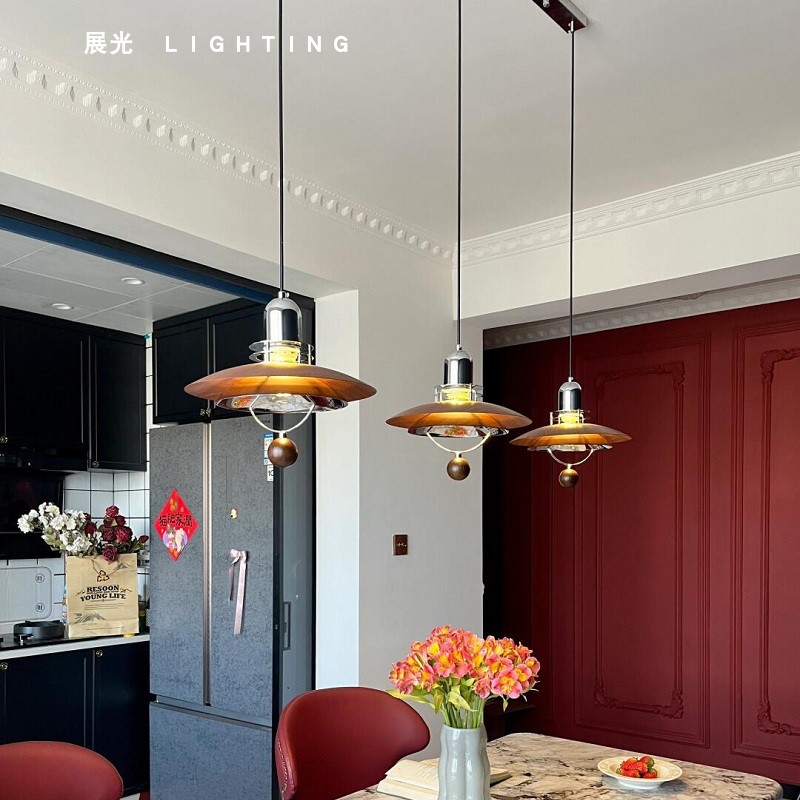 中古风单三头飞碟餐厅吊灯复古