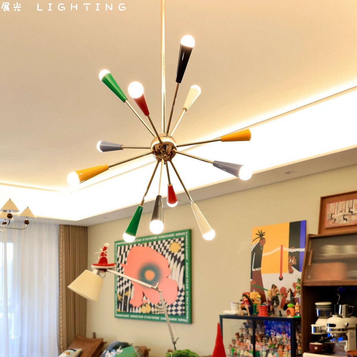 烟花灯客厅彩色吊灯现代简约意大利设计师孟菲斯儿童房卧室分子灯