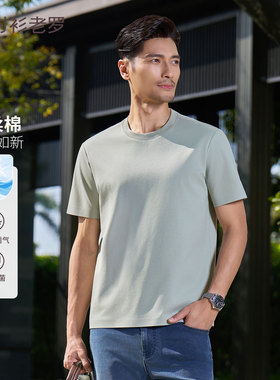 衬衫老罗[冰峰二号]男士短袖t恤云柔棉圆领T恤男女同款255X0T911S