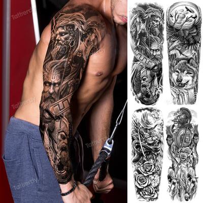 Amazing Temporary Tattoos men large full arm sleeve tattoo
