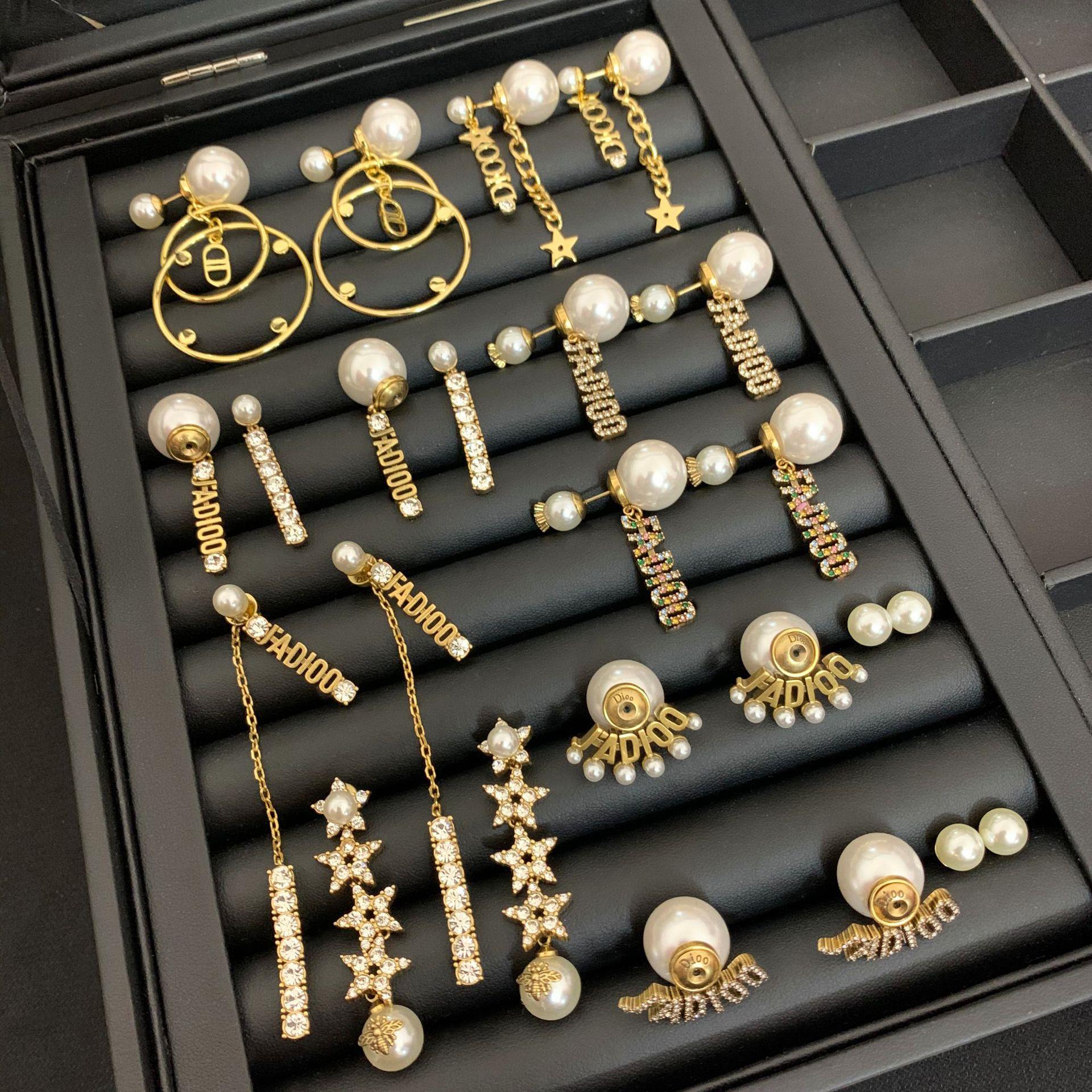 Fashion Tassel Pearl Earrings for Women Star Letters Stud.