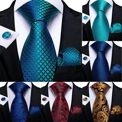 DiBanGu Men Necktie Teal Blue Paisley Designer Silk Wedding