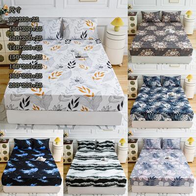Bed sheet pillowcase bedding 花卉床笠枕套床上用品罩床保护套