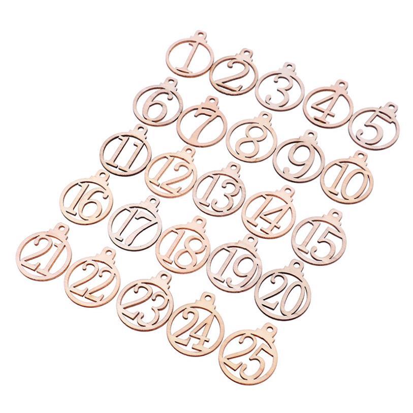 25pcs/set Christmas 1-25 Wooden Advent Calendar Gift Tags