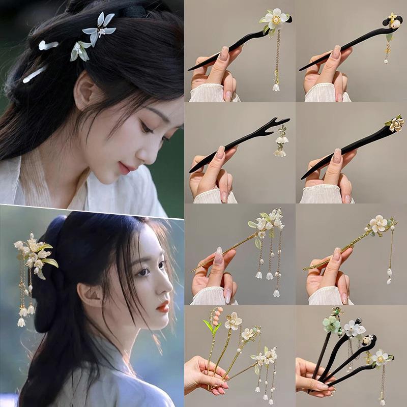 .Chinese Hanfu Hair Accessories Hairpins For Women Flower Pe
