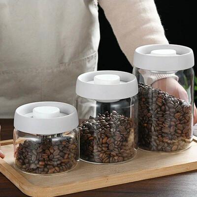 Press-type Coffee Beans Vacuum Sealed Tank Glass Food Storag