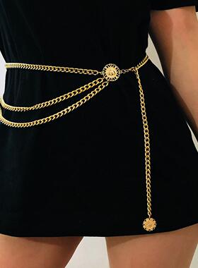 multi-layer exaggerated body chain women
