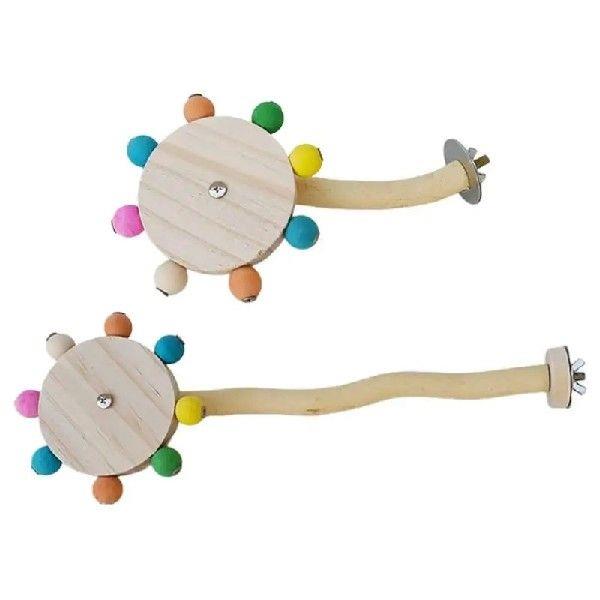 Rotating Bird Toy Bird Perches Cage Toys Wood Rotate Fun