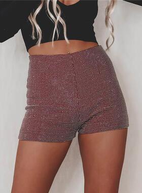 High waisted polka dot tight shorts女士高腰纯色波点紧身短 裤