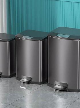 Rectangle Metal Lidded Step Trash Can, Compact Garbage Bin.