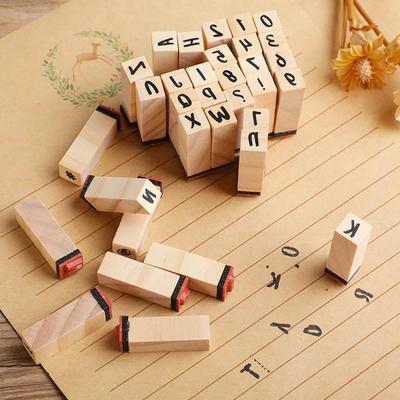 40 Pcs Alphabet Stamps Vintage Wooden Rubber Letter Number S