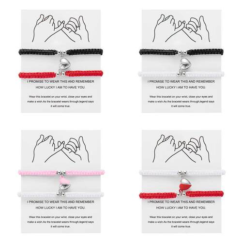 2Pcs/Set Romantic Heart Magnetic Attract Couple Bracelet For